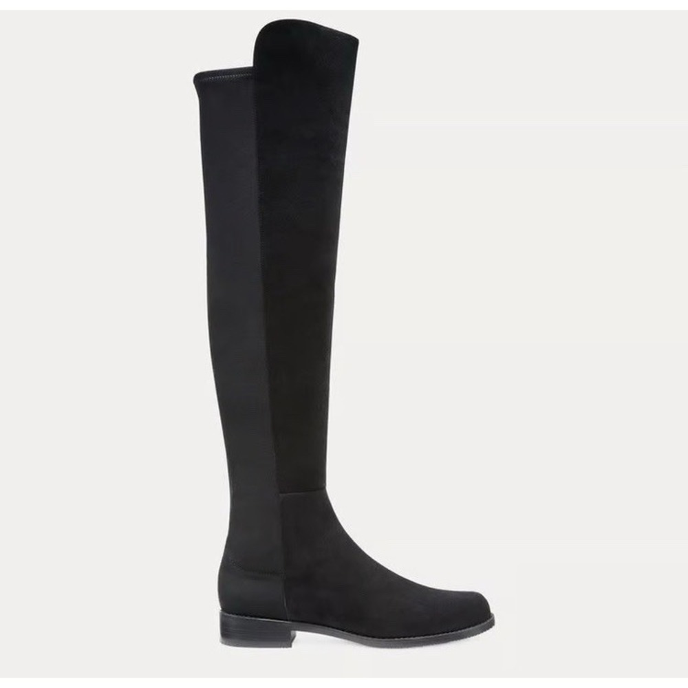 Stuart Weitzman 5050 Over-The-Knee Black Leather Microstretch Boots 8.5M